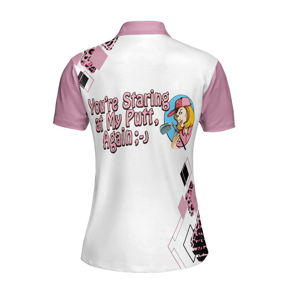 Youre Staring At My Putt Again Argyle Pattern Golf Short Sleeve Women Polo Shirt Best Golf Shirt For Ladies - 2