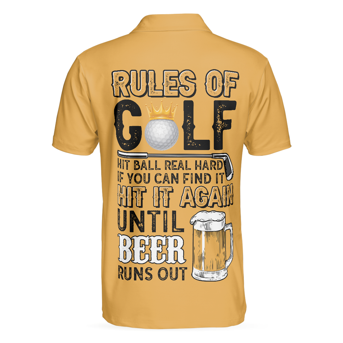 Rules Of Golf Polo Shirt Black And Orange Golfing Shirt With Sayings Cool Golf Gift For Beer Lovers - 1