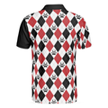 Bowling Red Black White Skull Pattern Short Sleeve Polo Shirt Argyle Pattern Polo Shirt Best Bowling Shirt For Men - 2