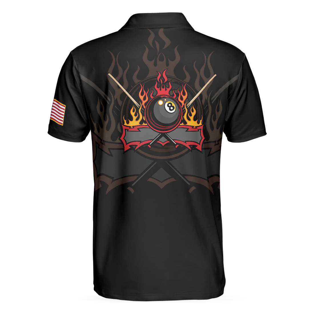 Flame Skull Billiards Pool Polo Shirt American Flag Billiards Polo Shirt Gift For Pool Players - 1