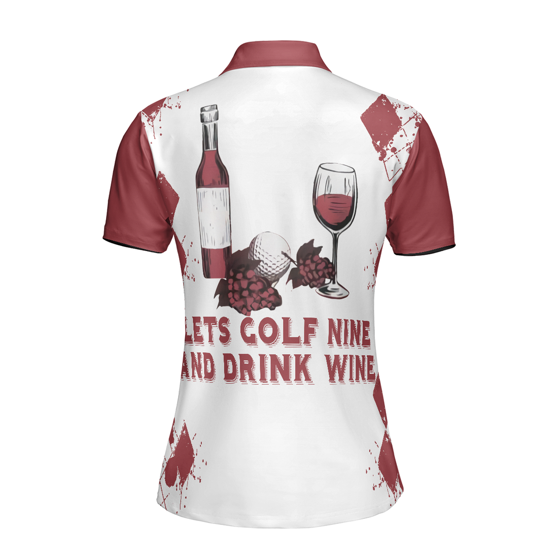 Golf Nine And Drink Wine Short Sleeve Women Polo Shirt - 1