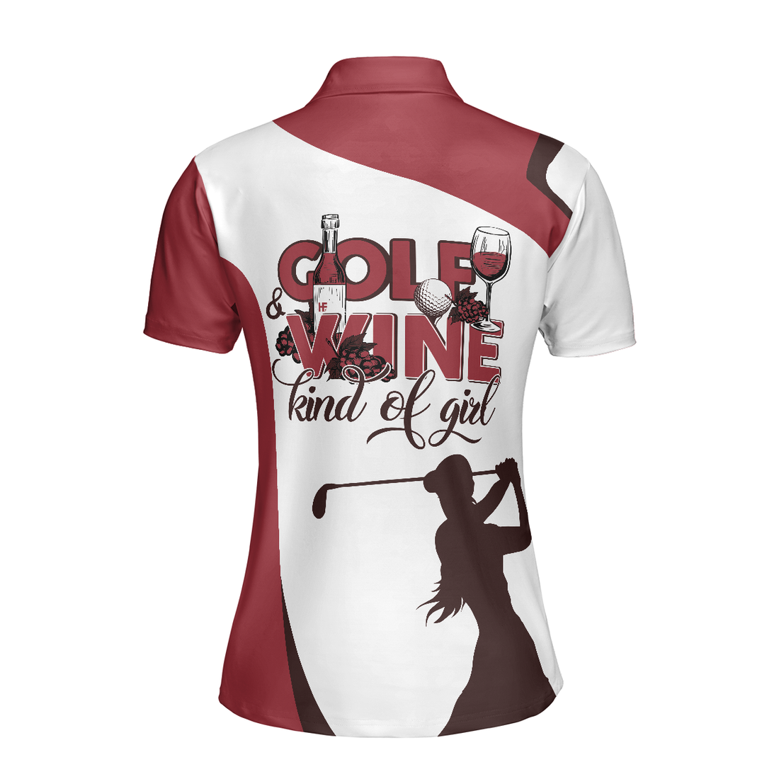 Golf And Wine Kind Of Girl Golf Short Sleeve Polo Shirt White And Red Golf Women Polo Shirt Golf Shirt For Wine Lovers - 1