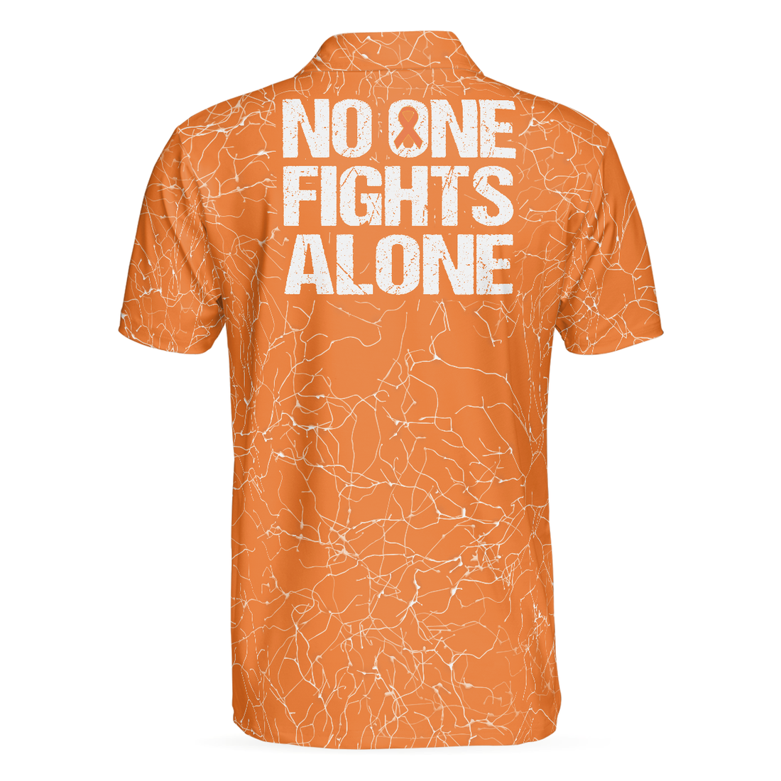 No One Fights Alone MS Awareness Polo Shirt Multiple Sclerosis Awareness Ribbon Polo Shirt MS Awareness Shirt For Men - 1