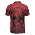 Skull Crow Black And Red Short Sleeve Polo Shirt Dark Forrest Skull Crow Shirt For Men - 2