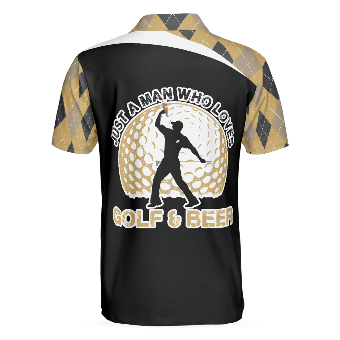 Just A Man Who Loves Golf  Beer Polo Shirt Argyle Pattern Polo Style Golfing Shirt For Men Best Drinking Golf Shirt - 1