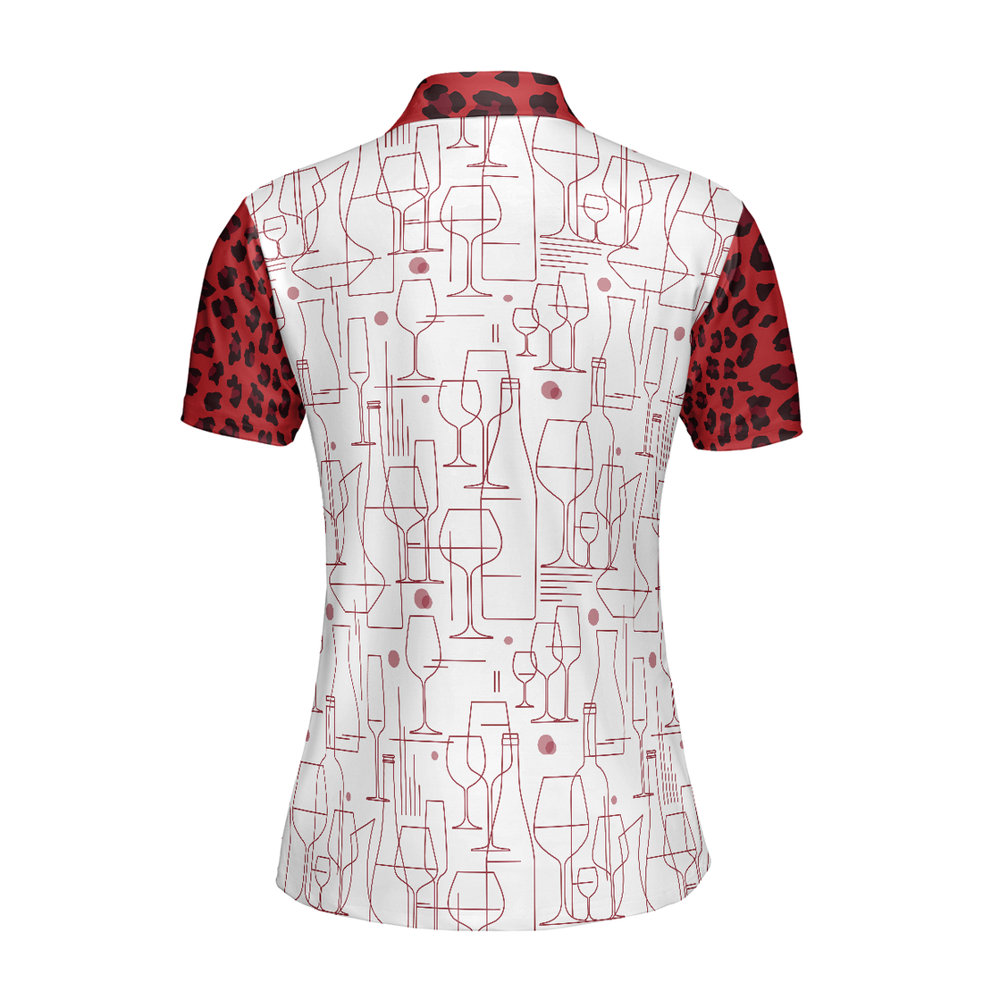 Red Wine And Leopard Pattern Drink Short Sleeve Women Polo Shirt Wine Drinking Icon Polo Shirt For Ladies - 1