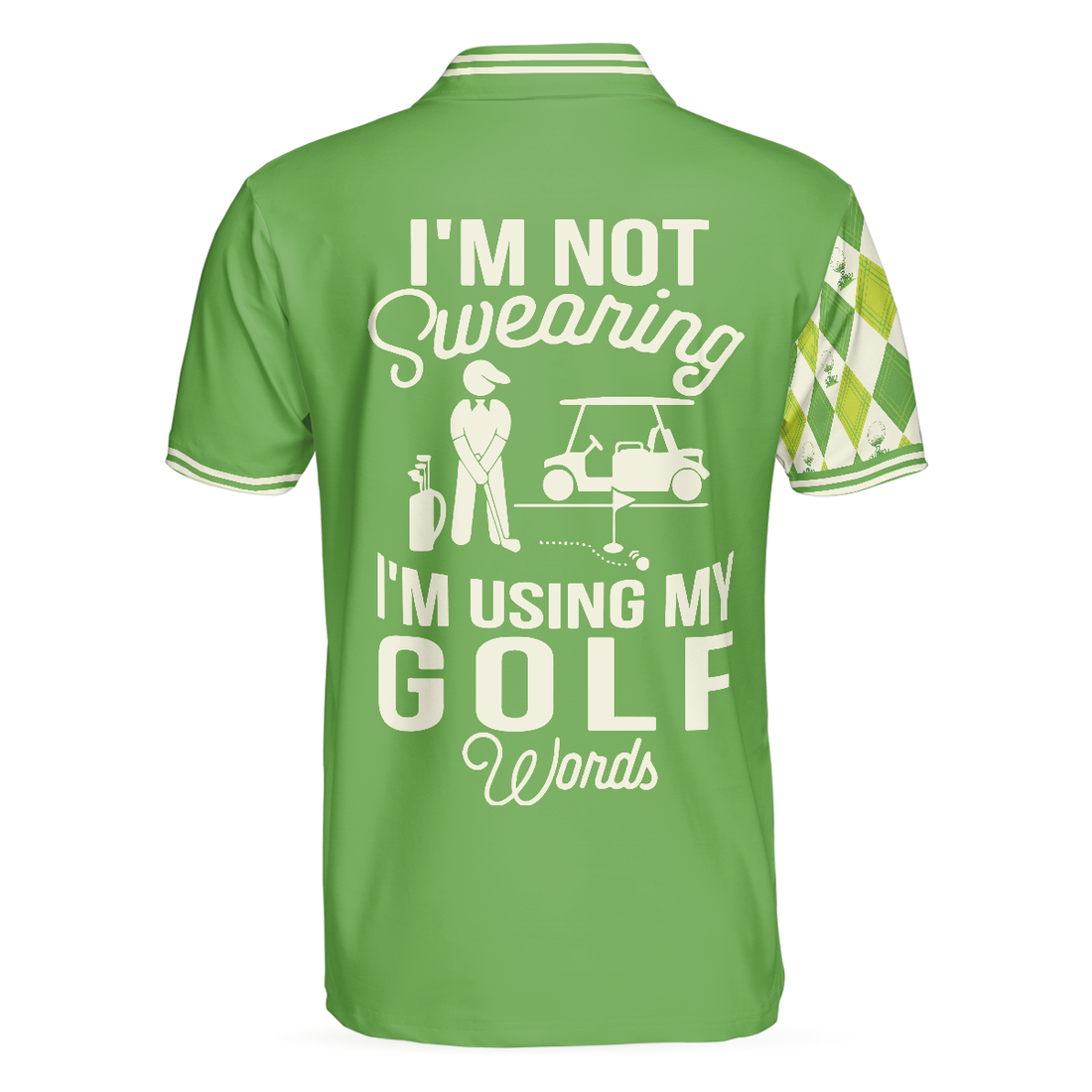 Im Not Swearing Im Using My Golf Words Polo Shirt Green Argyle Pattern Golf Shirt For Male Golfers - 1