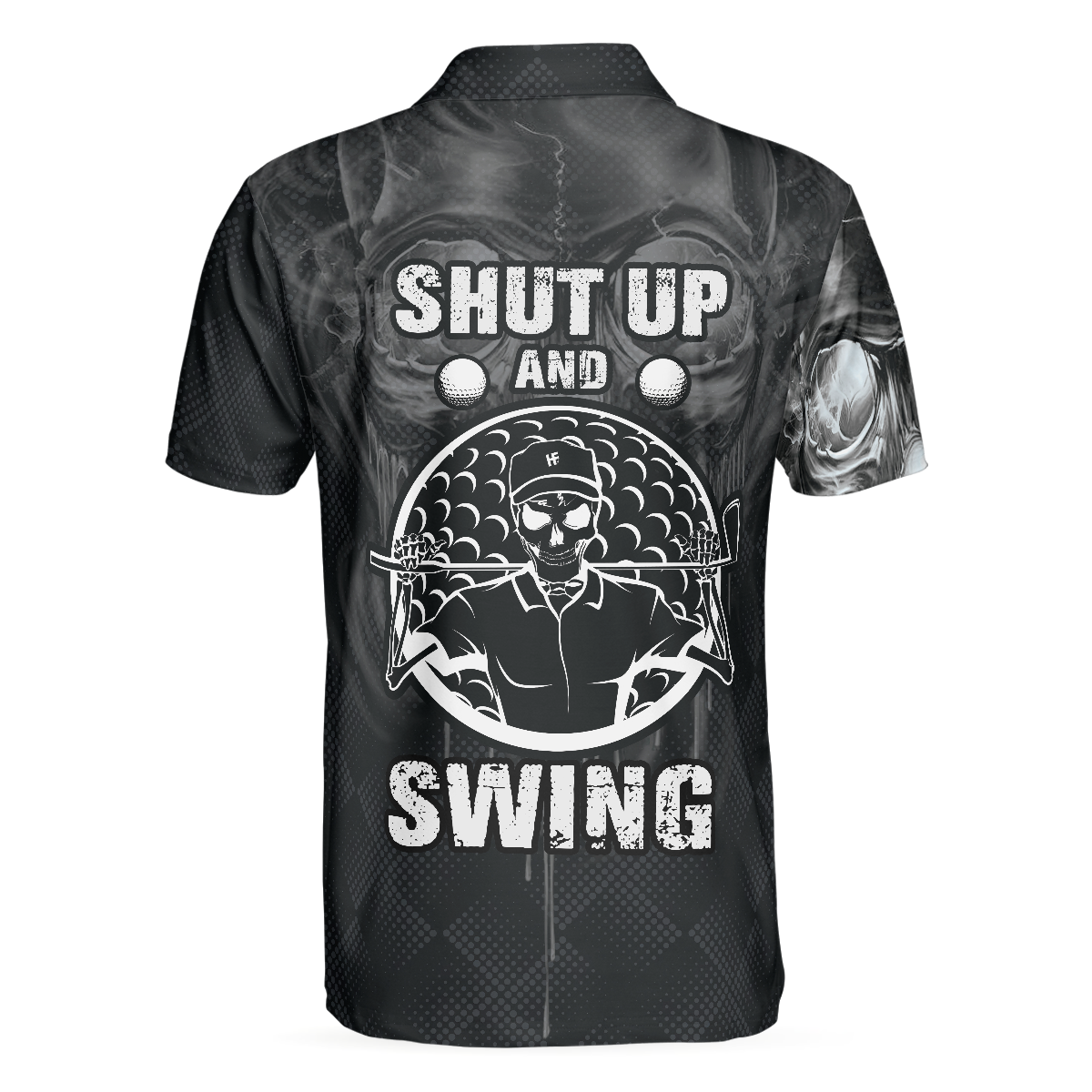 Golf Shut Up Polo Shirt Scary Skull Golf Shirt Design For Men Best Halloween Golf Gift For Golfers - 4