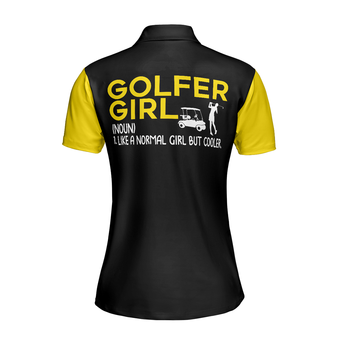 Definition Of Golf Girl Golf Short Sleeve Women Polo Shirt Black And Yellow Golf Shirt For Ladies - 1