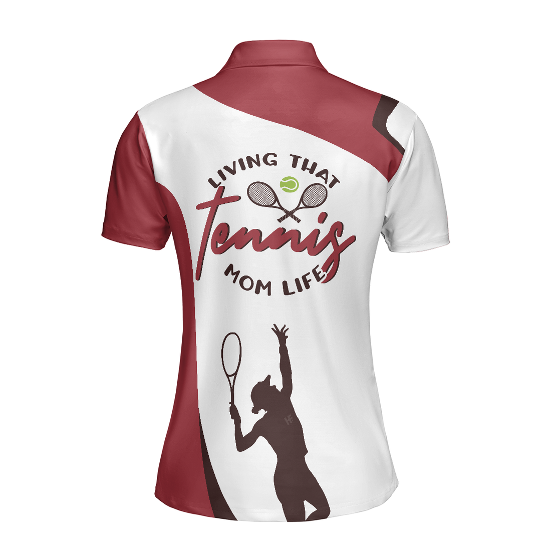 Living That Tennis Mom Life Short Sleeve Women Polo Shirt White And Red Tennis Shirt For Ladies - 1