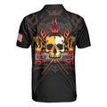 Golf Flame Skull Short Sleeve Golf Polo Shirt Black American Flag Golf Shirt For Men Cool Gift For Golfers - 3