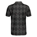 Elegant Argyle Pattern And Skull Golf Lover Polo Shirt V2 Black Skull Golf Shirt For Men - 2