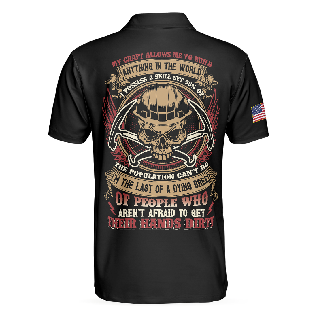 Roofer My Craft Allows Me To Build Anything Polo Shirt Skull Ripped American Flag Roofer Shirt For Men - 1