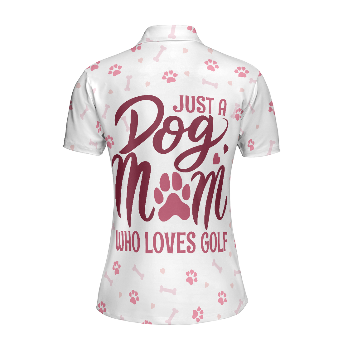 Just A Dog Mom Who Loves Golf Short Sleeve Women Polo Shirt White And Pink Golf Shirt Golf Gift For Dog Lovers - 1