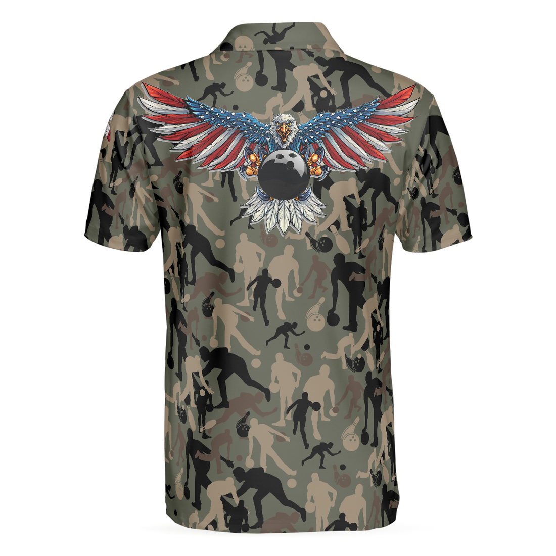 Bowling Camouflage American Eagle Flag Polo Shirt American Flag Shirt For Patriotic Bowlers Bowling Shirt For Men - 1