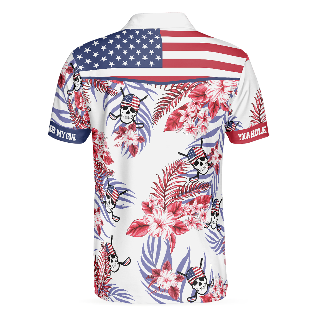 Seamless Tropical Pattern Golf Skull America Polo Shirt Texas Bluebonnet Golf Shirt For Men - 1