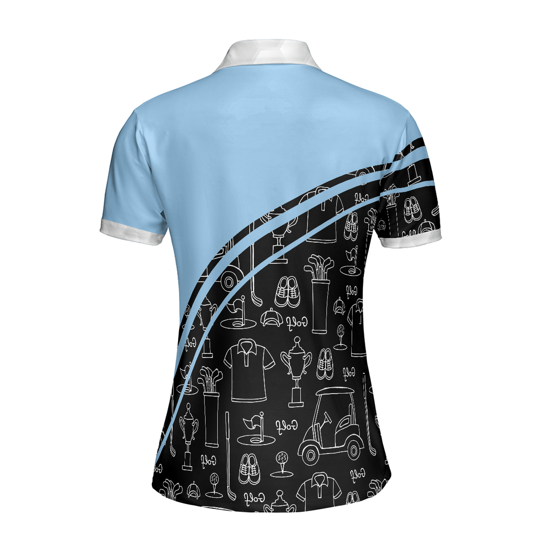 Golf Girl In Black And Blue Seamless Pattern Golf Short Sleeve Women Polo Shirt Cool Golf Shirt For Ladies - 1