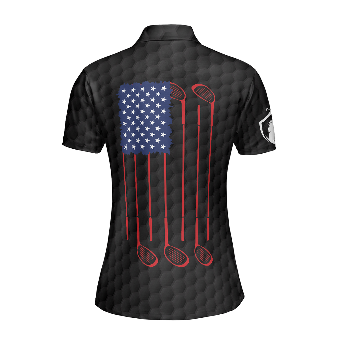 American Women Golfer Black Version Golf Short Sleeve Women Polo Shirt American Flag Ladies Golf Shirt - 1