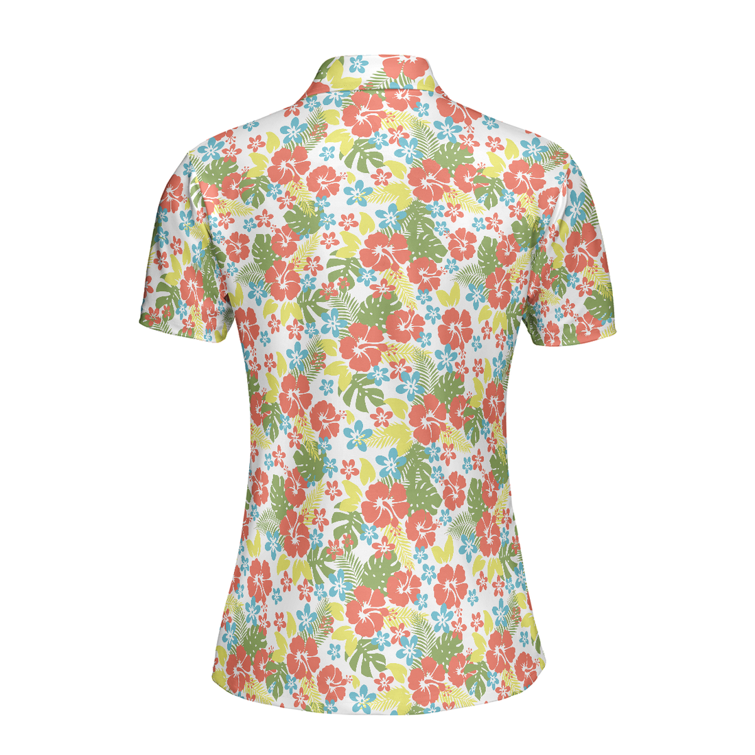 Tropical Flowers Pattern Short Sleeve Women Polo Shirt - 1