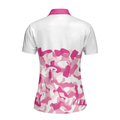 Pink Camouflage Pattern With Women Golfer Short Sleeve Women Polo Shirt White And Pink Camo Golf Shirt For Ladies - 2