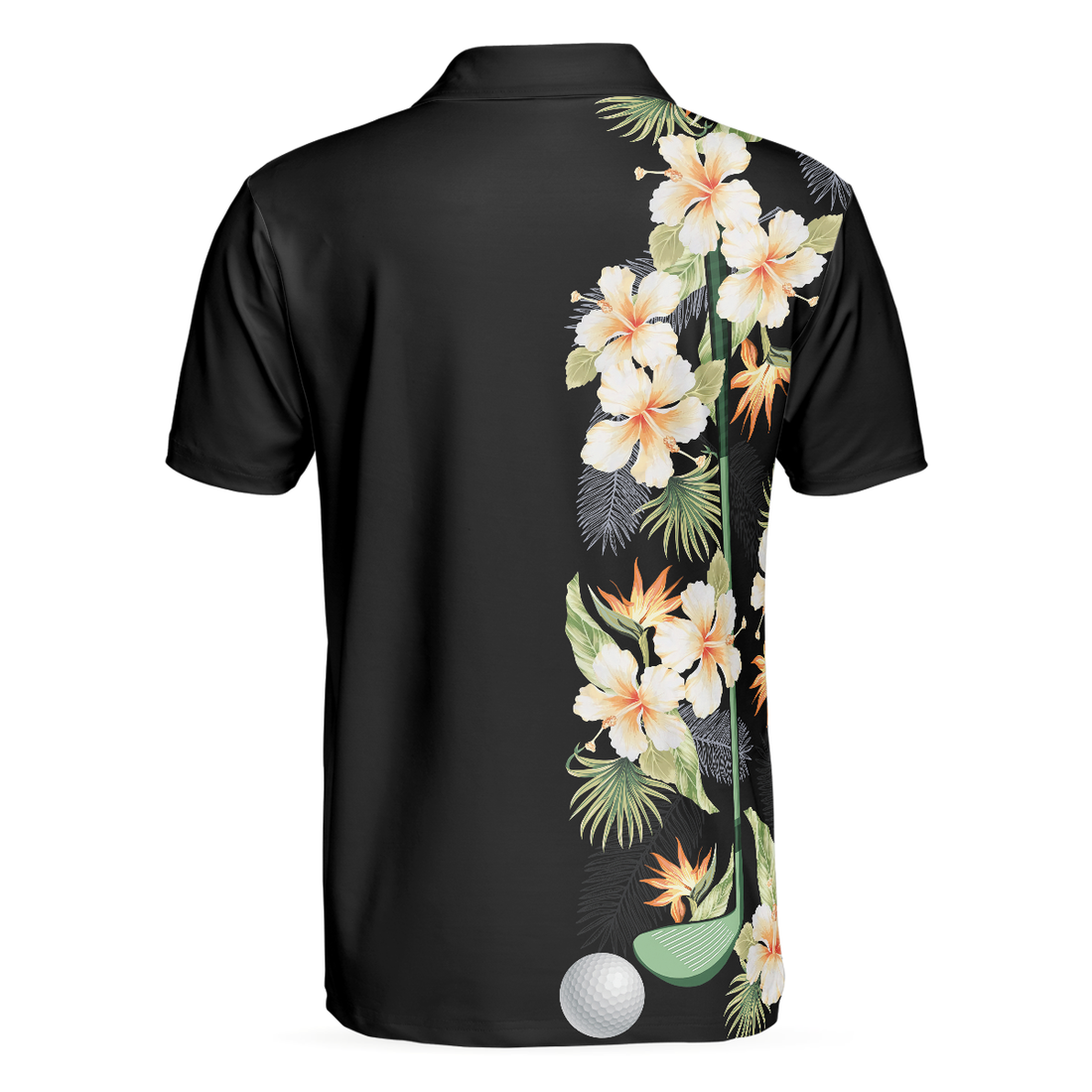 Floral Golf Club And Ball Polo Shirt Wild Floral And Leaves Golfing Polo Shirt Tropical Golf Shirt For Men - 1