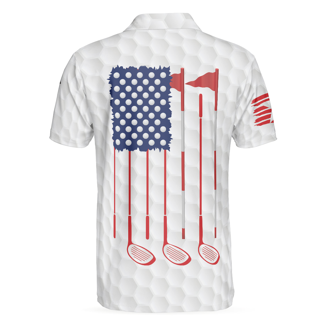 Golf American Flag Argyle Polo Shirt White Golf Texture American Flag Polo Shirt Patriotic Golf Shirt For Men - 1