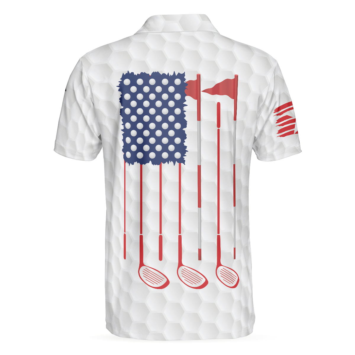 Golf American Flag Argyle Polo Shirt White Golf Texture American Flag Polo Shirt Patriotic Golf Shirt For Men - 2