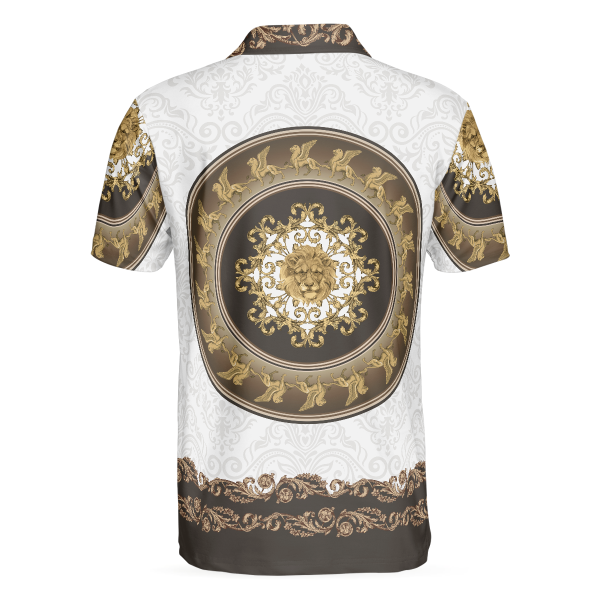 Lion Of Saint Mark Vintage Style Polo Shirt Luxury Golden Baroque Pattern Polo Shirt For Men - 2