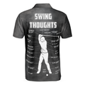 Swing Thoughts Short Sleeve Golf Polo Shirt Black And Smoke Golfing Shirt Funny Golf Shirt For Men - 2