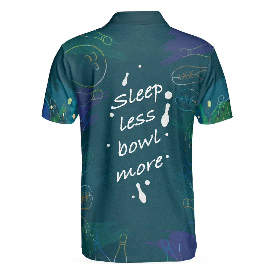 Sleep Less Bow More Mens Green Bowling Polo Shirt - 1