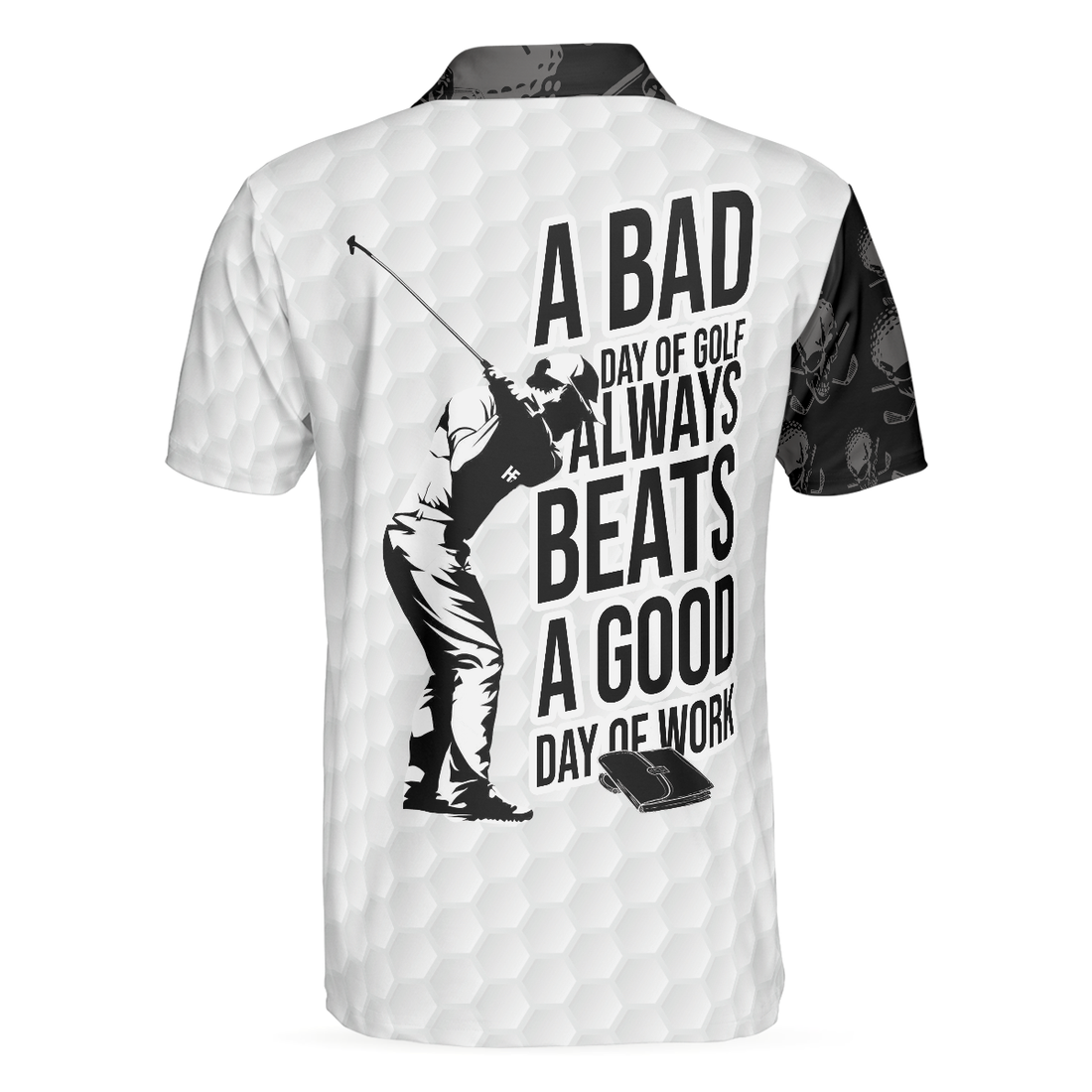 Bad Day Of Golf Polo Shirt Black And White Skull Golf Shirt For Golfers Funny Golf Shirt With Sayings - 1