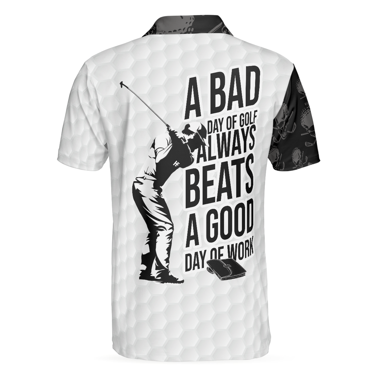 Bad Day Of Golf Polo Shirt Black And White Skull Golf Shirt For Golfers Funny Golf Shirt With Sayings - 2