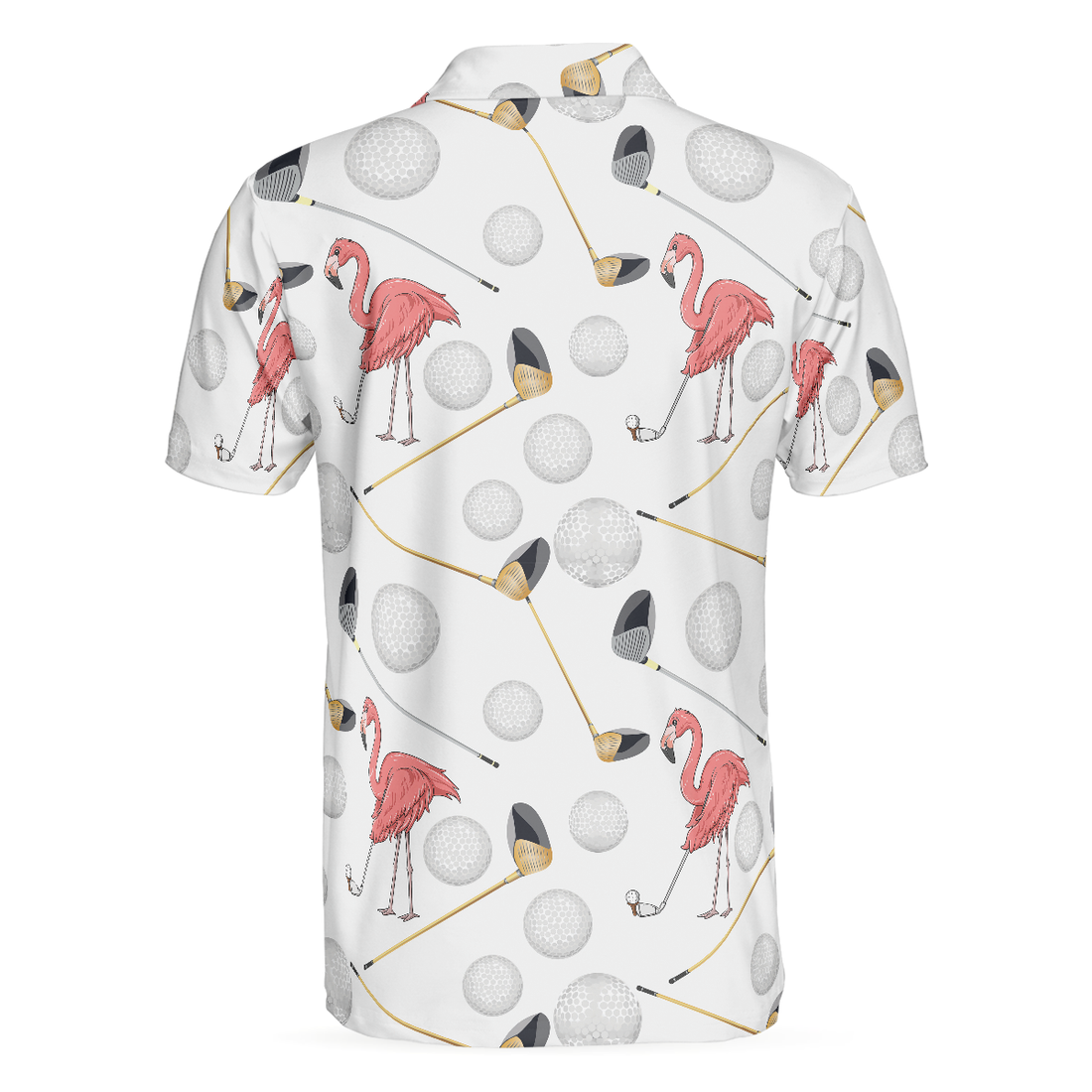 Flamingo Golfer Polo Shirt Pink Flamingo Golf Polo Shirt Flamingo Themed Short Sleeve Shirt For Golfers - 1