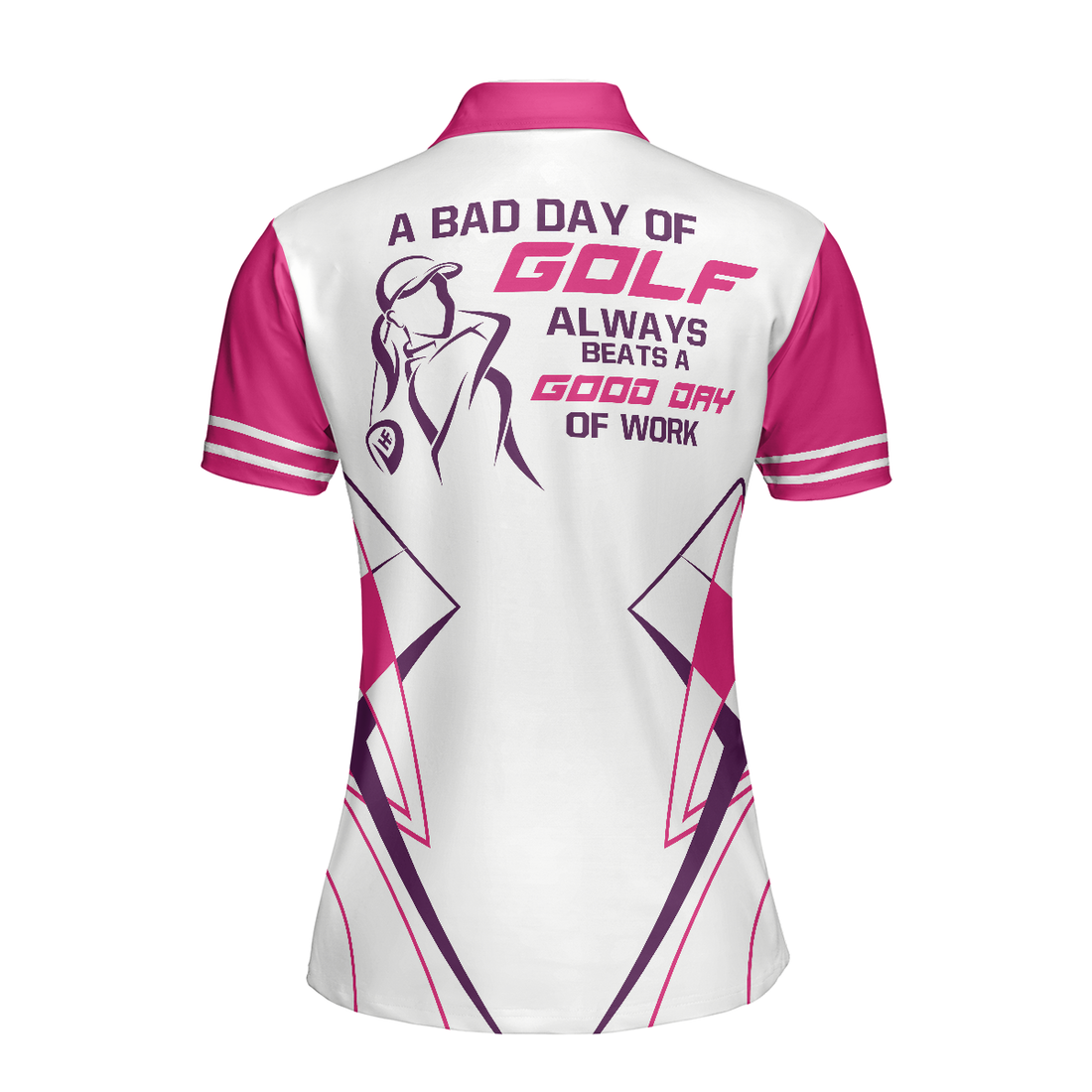 A Bad Day Of Golf Always Beats A Good Day Of Work Pink Short Sleeve Women Polo Shirt Golf Shirt For Ladies Cool Female Golf Gift - 1