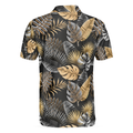 Seamless Luxury Tropical Pattern Golf Polo Shirt Black And Gold Best Floral Golf Shirt For Men - 4