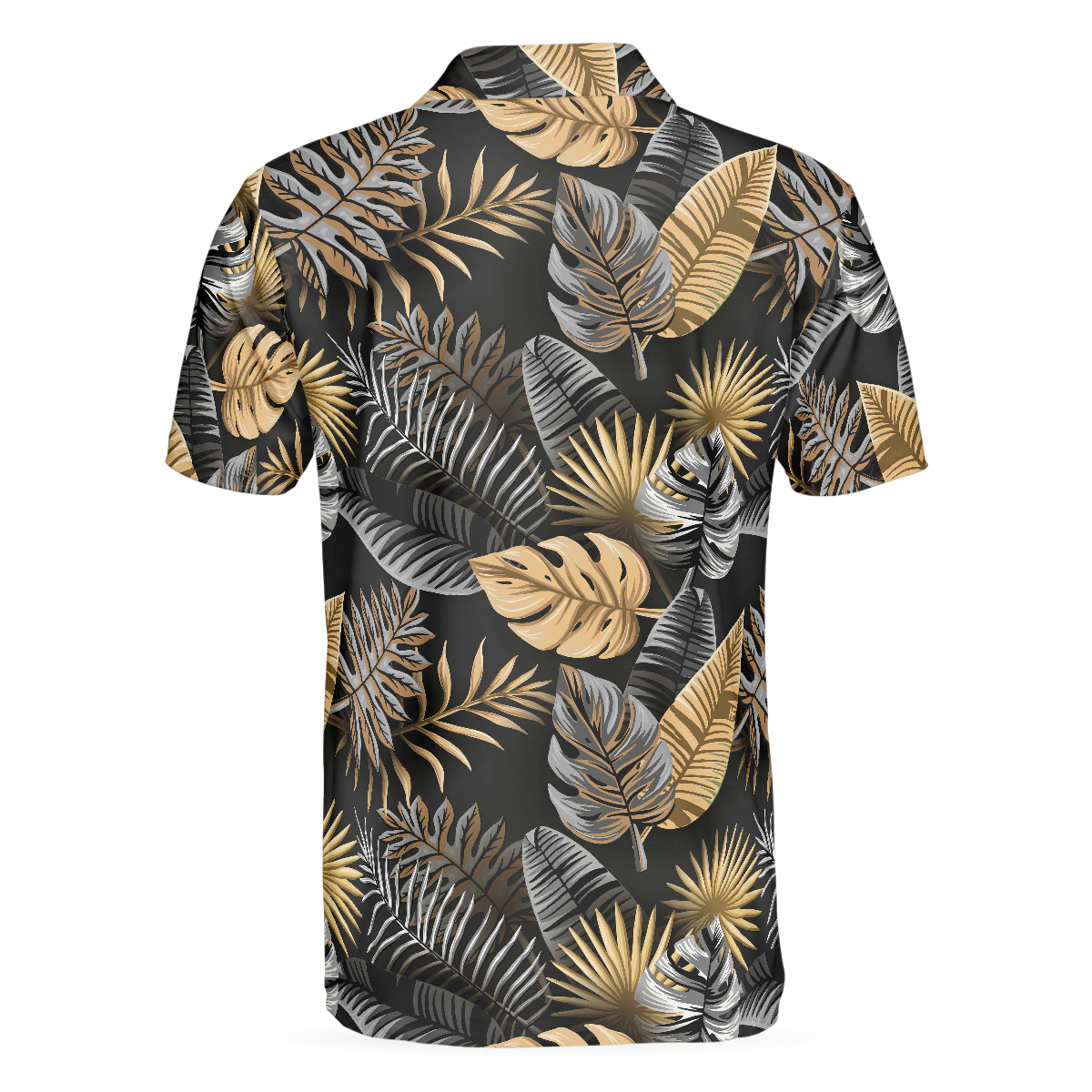 Seamless Luxury Tropical Pattern Golf Polo Shirt Black And Gold Best Floral Golf Shirt For Men - 4