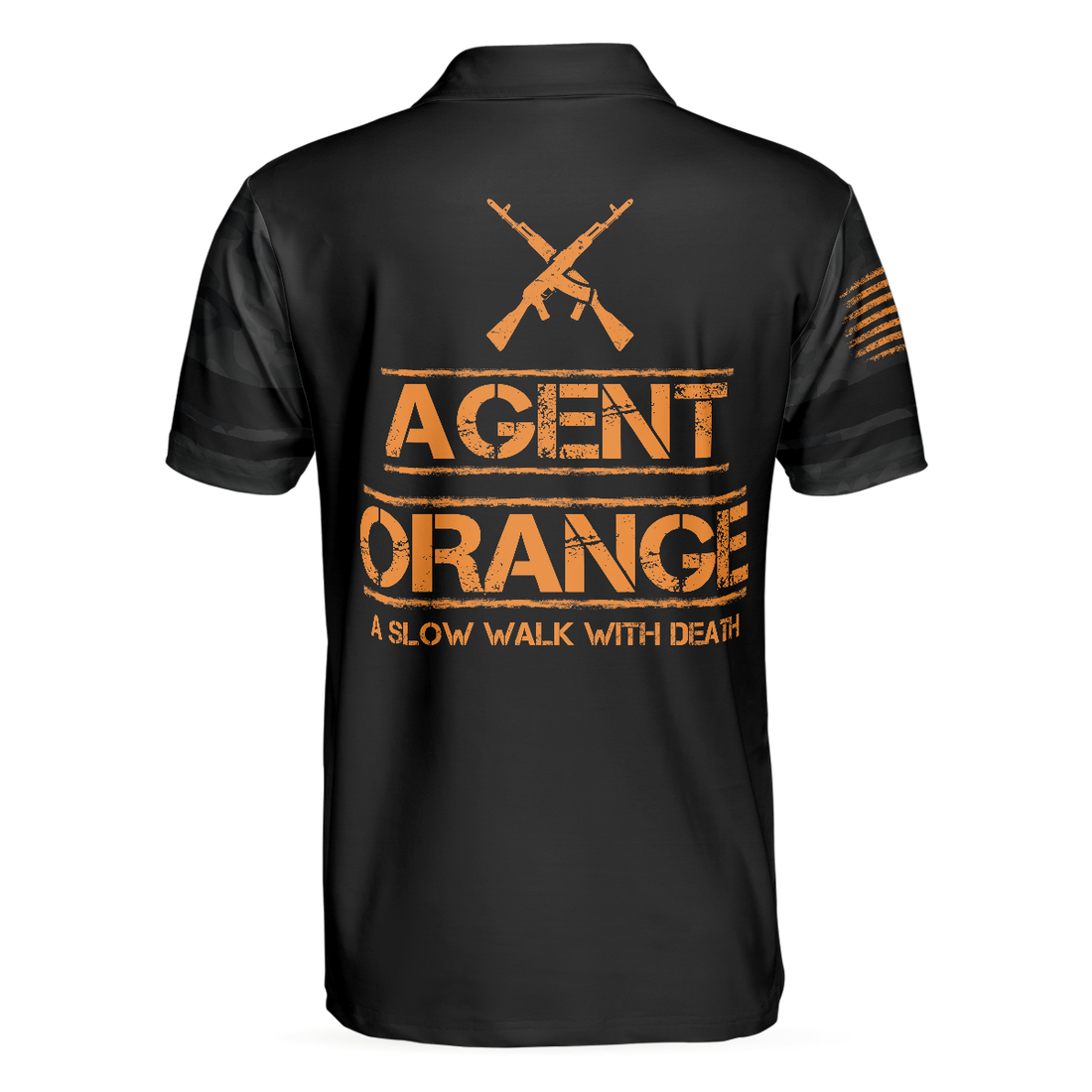 Agent Orange Dioxin A Slow Walk With Death Polo Shirt Black Reaper American Flag Polo Shirt For Men - 1