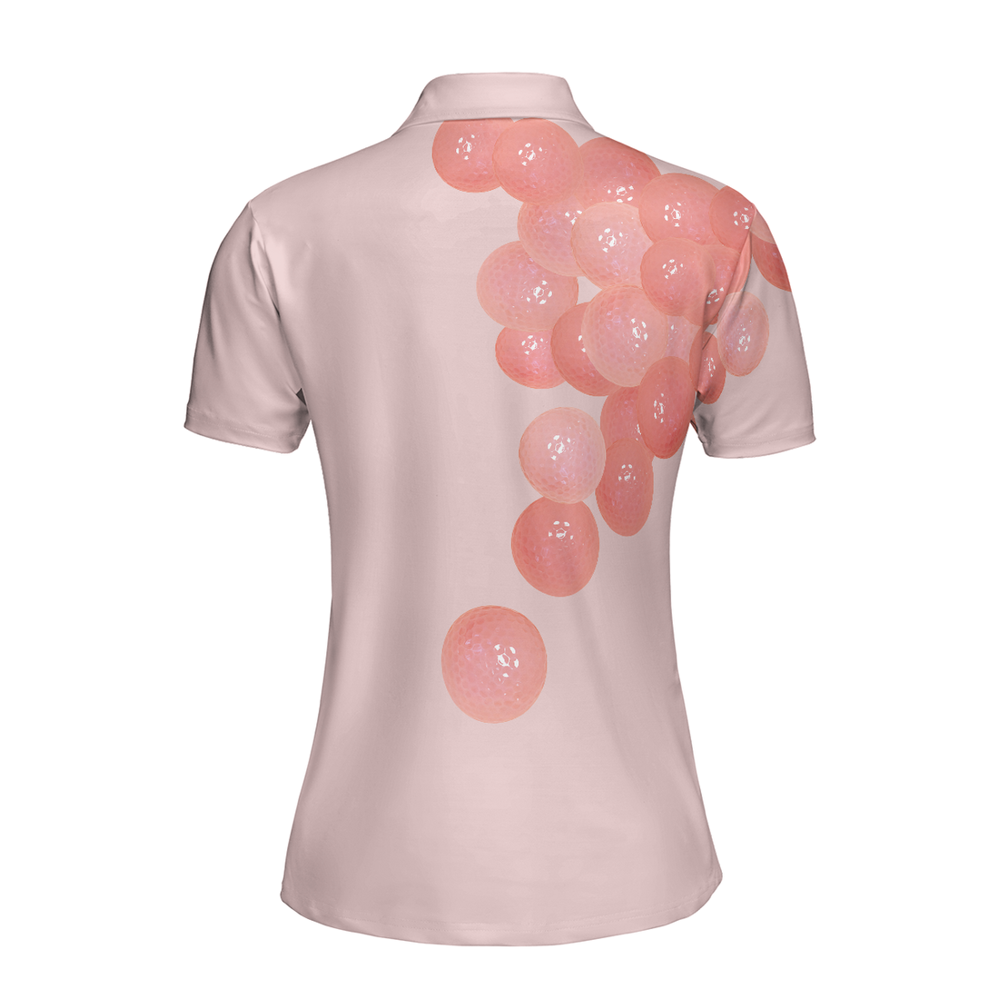 Pink Golf Balls Pattern Short Sleeve Women Polo Shirt Thoughtful Golfing Shirt For Ladies Best Golf Gift - 1