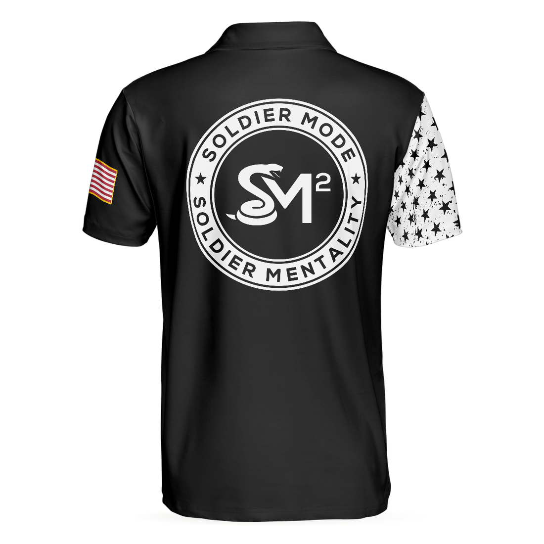 SM2 Skull Black And White American Flag Polo Shirt - 1