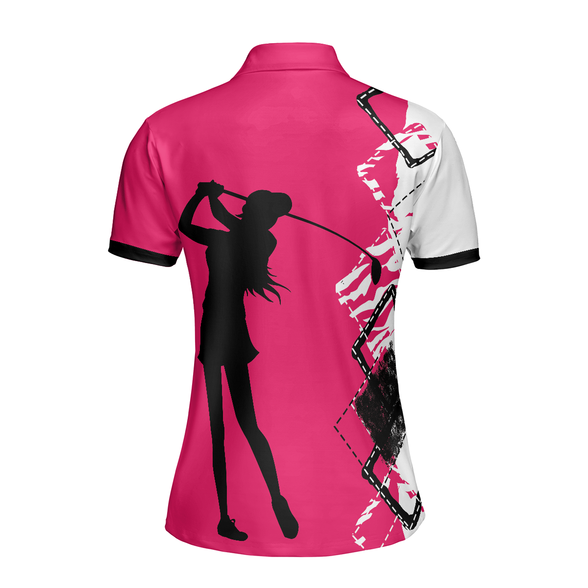 Your Hole Is My Goal Golf Short Sleeve Women Polo Shirt White And Pink Golf Shirt For Ladies - 2