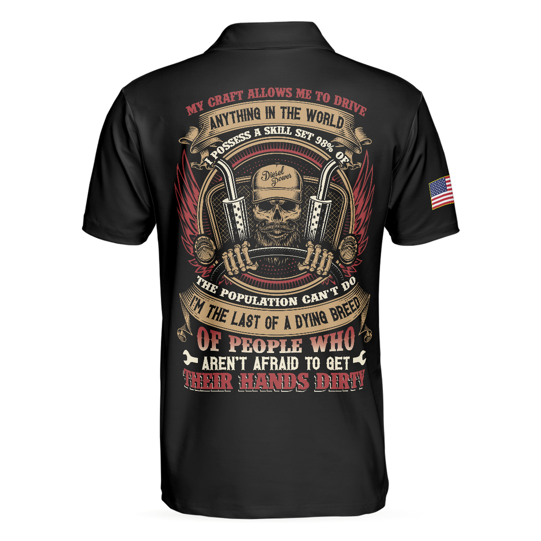 Trucker My Craft Allows Me To Drive Anything Polo Shirt Skull Truck Driver American Flag Polo Shirt - 1