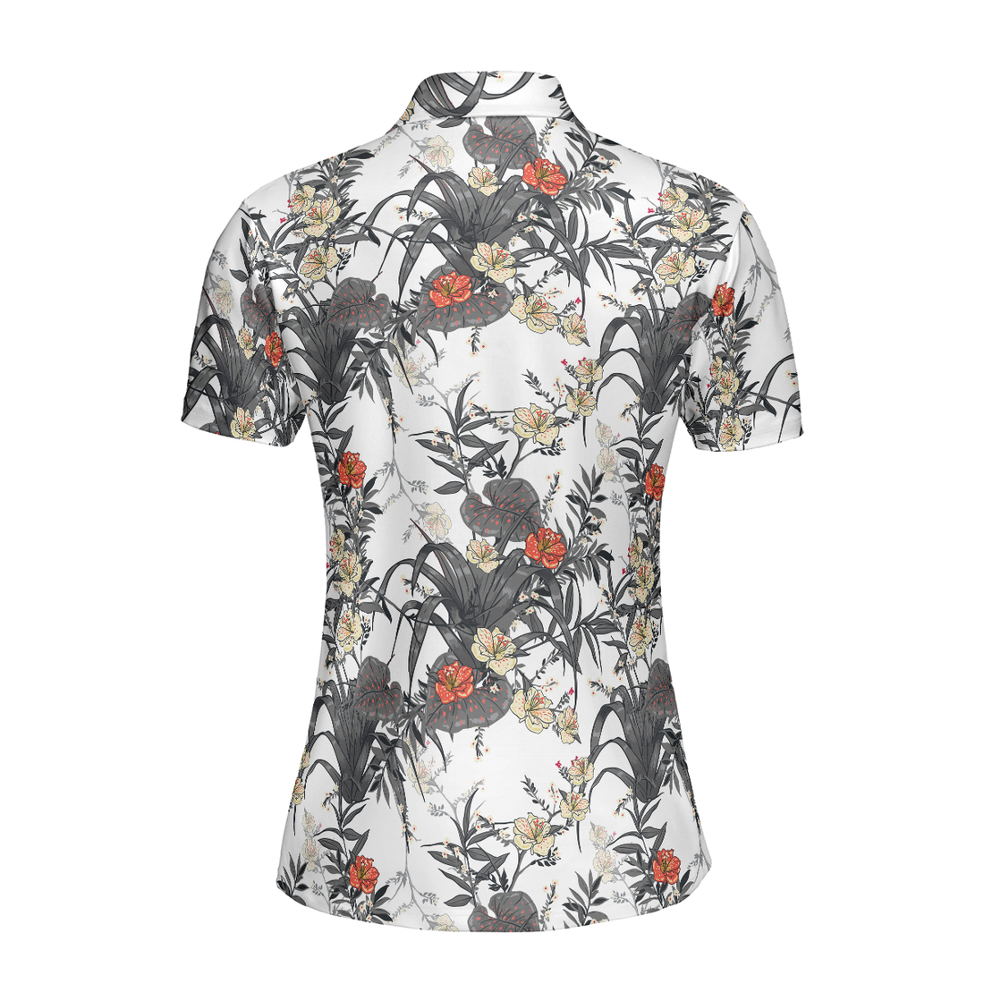 Tropical Flowers Shirt Short Sleeve Women Polo Shirt - 1