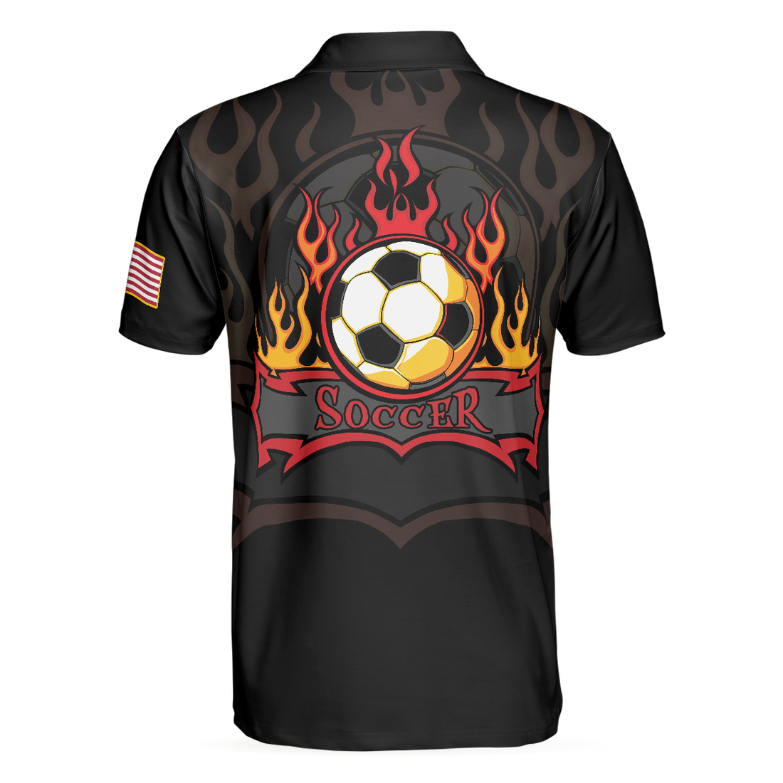 Soccer Flame Short Sleeve Black Polo Shirt Black American Flag Polo Shirt Best Soccer Shirt For Men - 1