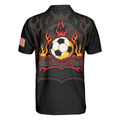 Soccer Flame Short Sleeve Black Polo Shirt Black American Flag Polo Shirt Best Soccer Shirt For Men - 2