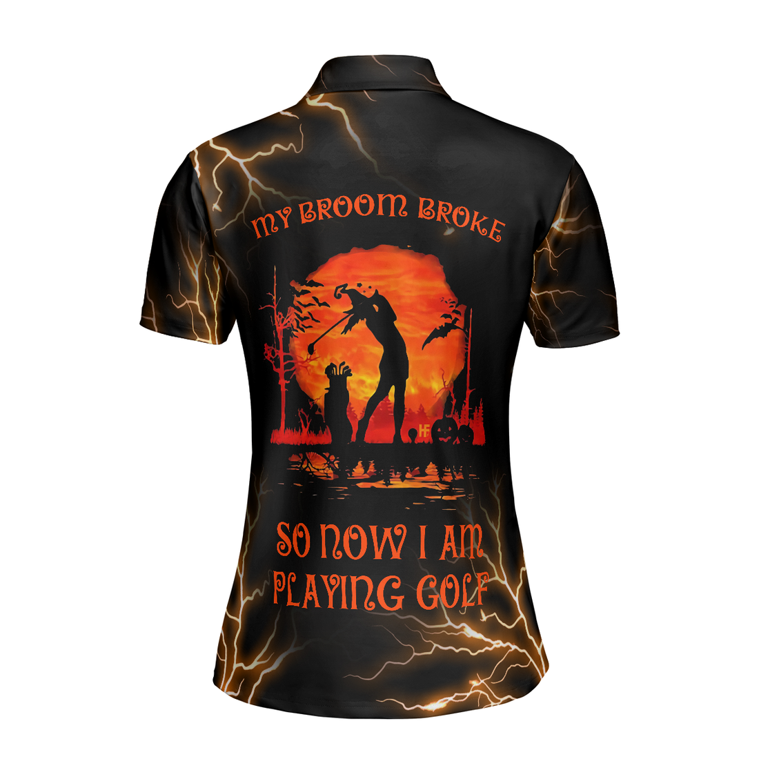 Golf My Broom Broke Women Short Sleeve Polo Shirt Halloween Gift Idea For Female Golfers Scary Witch Shirt - 1