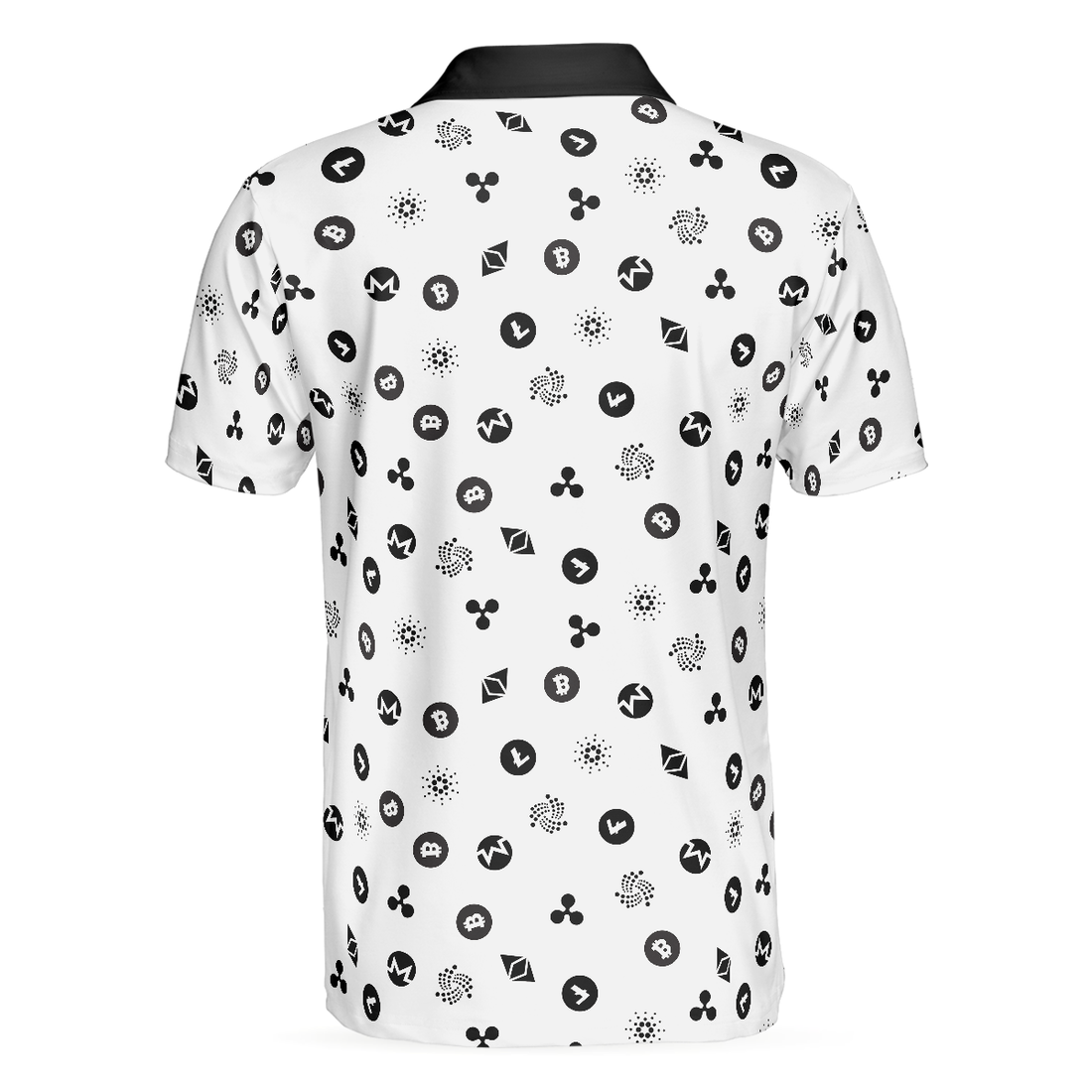 Cryptocurrency Pattern Polo Shirt Black And White Bitcoin Polo Shirt Best Cryptocurrency Shirt For Men - 1