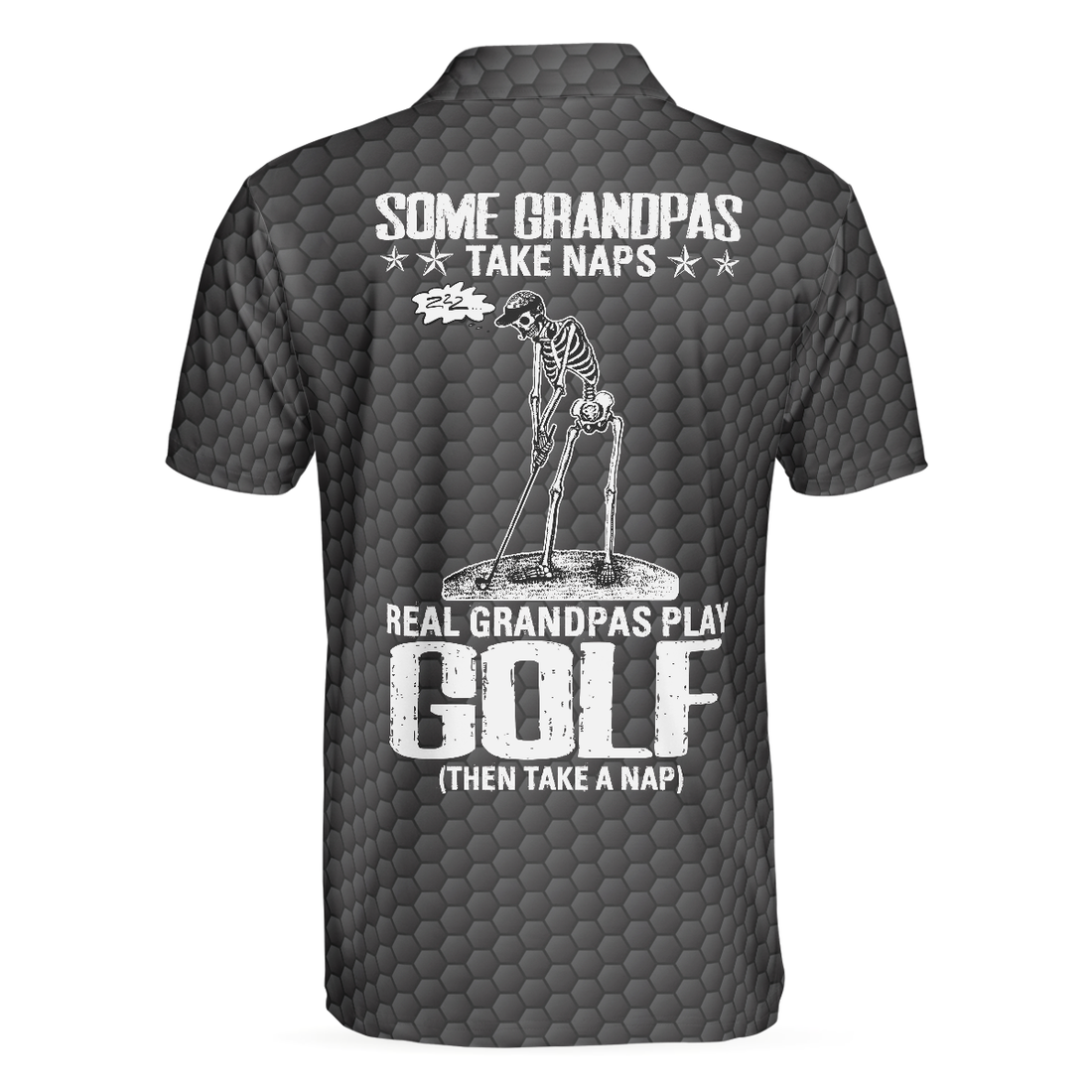 Golf Some Grandpas Polo Shirt Black Golf Seamless Pattern Skeleton Golfer Skull Golf Shirt For Men - 1