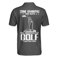 Golf Some Grandpas Polo Shirt Black Golf Seamless Pattern Skeleton Golfer Skull Golf Shirt For Men - 2