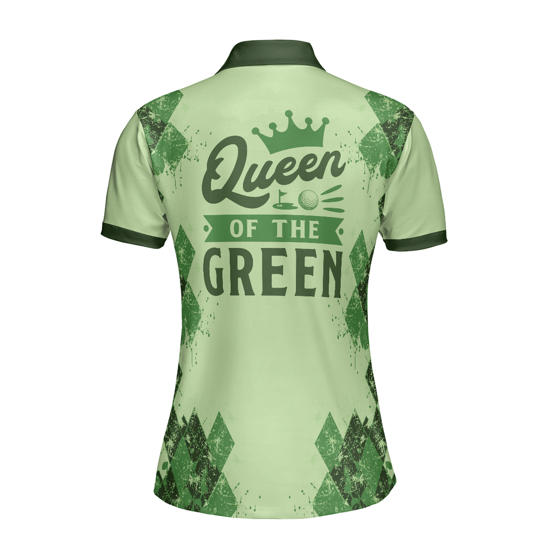 Queen Of The Green Golf Girl Short Sleeve Women Polo Shirt Green Argyle Pattern Golf Shirt Cool Golf Gift For Women - 1