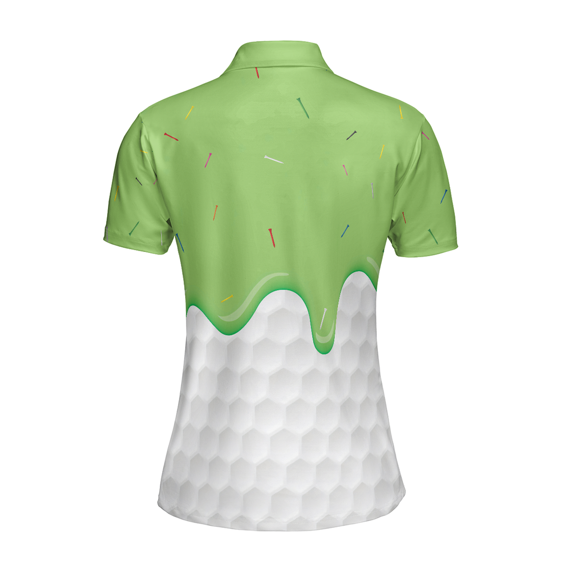 Ice Cream Melting On Golf Ball Cone Golf Short Sleeve Women Polo Shirt - 1